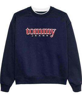 SUDADERA DE FELPA REGULAR FIT AZUL MARINO CON LOGO