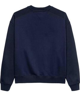 SUDADERA DE FELPA REGULAR FIT AZUL MARINO CON LOGO