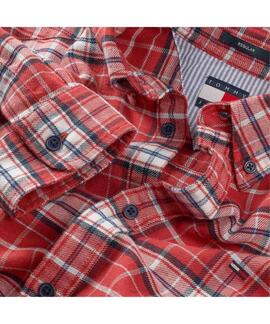 CAMISA DE FRANELA REGULAR FIT TARTÁN ROJO