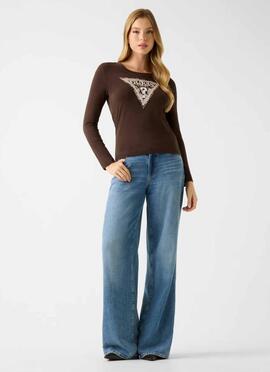 CAMISETA MANGA LARGA LEO TRIANGLE TEE SLIM FIT MARRÓN