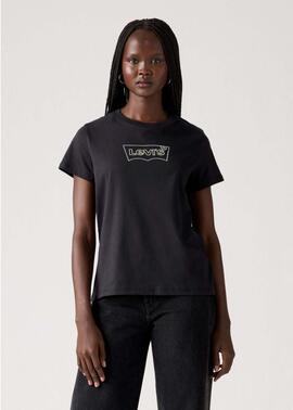 CAMISETA LEVI’S® THE PERFECT TEE NEGRA CON LOGO DE PEDRERÍA