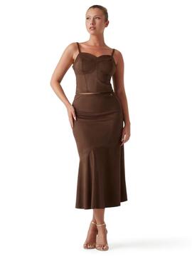 FALDA LARGA NUNZIA DARK COFFE MARRÓN