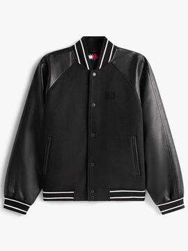 CHAQUETA UNIVERSITARIA CON LOGO REGULAR FIT DE LANA Y ECOPIE