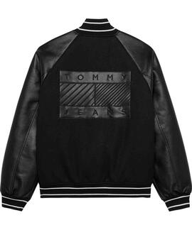 CHAQUETA UNIVERSITARIA CON LOGO REGULAR FIT DE LANA Y ECOPIE