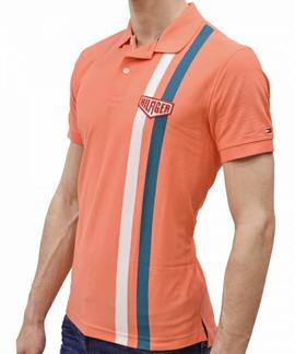 ENGINEERED STRIPE REGULAR FIT HOT CORAL