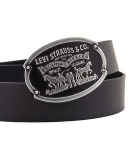 CINTURÓN LEVI'S® BILLY PLAQUE REGULAR BLACK CAVIAR NEGRO