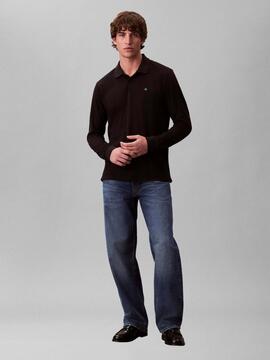 POLO MANGA LARGA CASUAL PIQUE REGULAR FIT BLACK NEGRO
