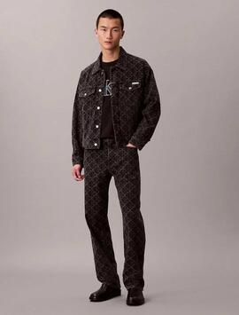 CAMISETA CK MONOLOGO TRICOLOR RELAXED FIT NEGRA