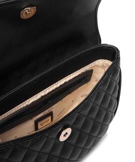 BOLSO BANDOLERA ATABEY PIEL SINTÉTICA PESPUNTEADA NEGRA