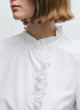 BLUSA DE POPELÍN CON VOLANTES MATILDA REGULAR FIT 800 WHITE