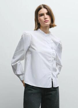 BLUSA DE POPELÍN CON VOLANTES MATILDA REGULAR FIT 800 WHITE