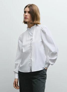 BLUSA DE POPELÍN CON VOLANTES MATILDA REGULAR FIT 800 WHITE