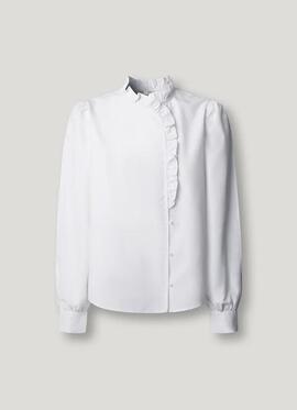 BLUSA DE POPELÍN CON VOLANTES MATILDA REGULAR FIT 800 WHITE