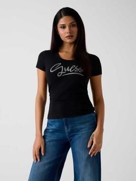 CAMISETA SCRIPT TEE NEGRA CON LOGOTIPO EN RELIEVE EFECTO CRI
