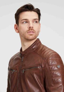 CAZADORA DE PIEL DERRY LAORV MEN BIKER COGNAC