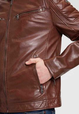 CAZADORA DE PIEL DERRY LAORV MEN BIKER COGNAC