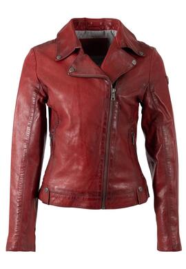 CAZADORA DE PIEL FARAH WOMEN BIKER ASYMMETRICAL RED ROJA