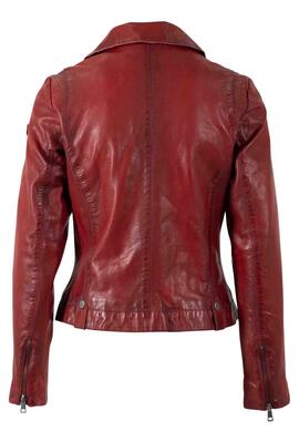 CAZADORA DE PIEL FARAH WOMEN BIKER ASYMMETRICAL RED ROJA