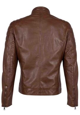 CAZADORA DE PIEL DERRY LAORV MEN BIKER COGNAC