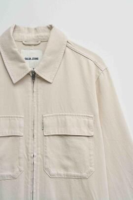 SOBRECAMISA EN DENIM LIGERO COLOR CRUDO