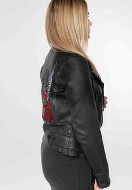 CAZADORA DE PIEL HEARTBEAT WOMEN BIKER ASYMMETRICAL BLACK NE