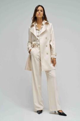 TRENCH COAT SATINADO REGULAR FIT COLOR CRUDO