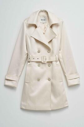 TRENCH COAT SATINADO REGULAR FIT COLOR CRUDO