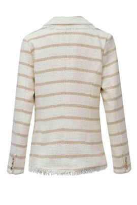 BLAZER TWEED CON RAYAS SLIM FIT EN COLOR CRUDO Y BEIGE