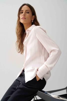 CAMISA SATINADA CON RAYAS REGULAR FIT COLOR ROSA