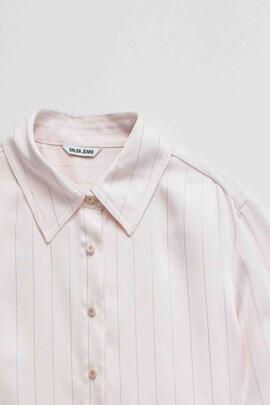 CAMISA SATINADA CON RAYAS REGULAR FIT COLOR ROSA
