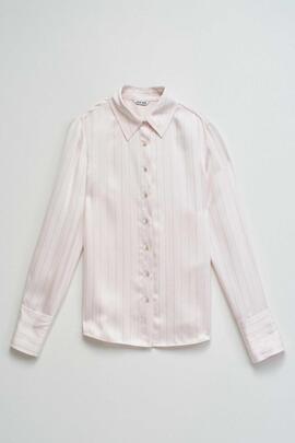 CAMISA SATINADA CON RAYAS REGULAR FIT COLOR ROSA
