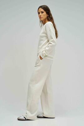 SUDADERA REGULAR FIT COLOR CRUDO CON JACQUARD BEIGE Y LUREX