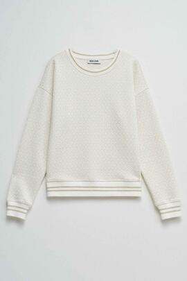 SUDADERA REGULAR FIT COLOR CRUDO CON JACQUARD BEIGE Y LUREX