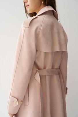 TRENCH COAT REGULAR FIT EN ANTE SINTÉTICO ROSA
