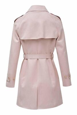 TRENCH COAT REGULAR FIT EN ANTE SINTÉTICO ROSA