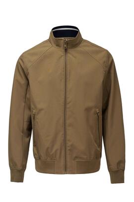 CHAQUETA BOMBER LIGERA COLOR CAMEL CON DETALLE EN CUELLO