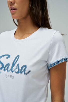 CAMISETA CON BRANDING SLIM FIT COLOR BLANCO CON DE