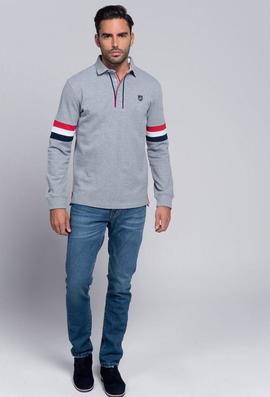 POLO H FRANJA GRIS