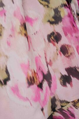 VESTIDO REGULAR FIT COLOR ROSA CON ESTAMPADO FLORA