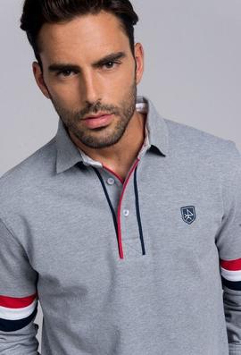 POLO H FRANJA GRIS