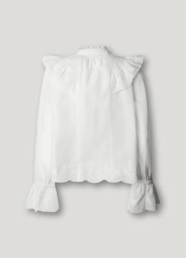 BLUSA FLUIDA BELLA CON VOLANTES REGULAR FIT 800 WHITE BLANCO