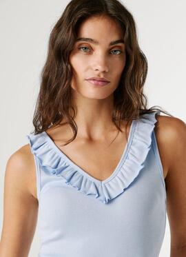 TOP CANALÉ MILLIE SLIM FIT CUELLO PICO CON VOLANTES 502 OXFO