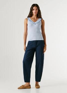 TOP CANALÉ MILLIE SLIM FIT CUELLO PICO CON VOLANTES 502 OXFO