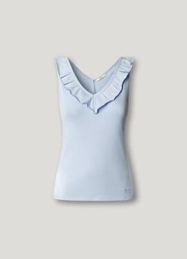 TOP CANALÉ MILLIE SLIM FIT CUELLO PICO CON VOLANTES 502 OXFO