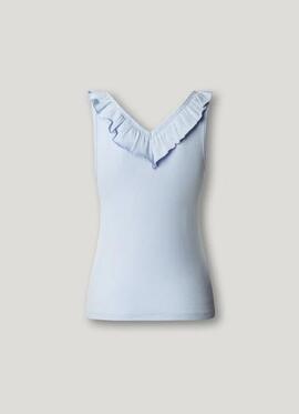 TOP CANALÉ MILLIE SLIM FIT CUELLO PICO CON VOLANTES 502 OXFO