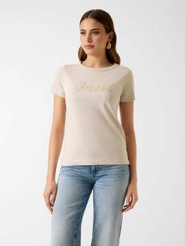 CAMISETA CON LOGO BORDADO WARM SLATE BEIGE