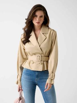 TRENCH CORTO CON CINTURÓN SAFARI TAN BEIGE