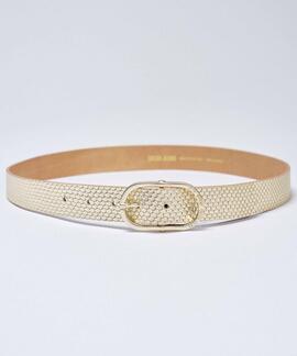 CINTURÓN DE CUERO DORADO TEXTURIZADO