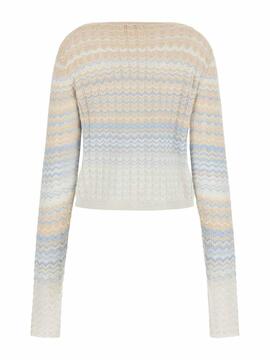 CHAQUETA DE PUNTO ROSALYN LIGHT BLUE AND BEIGE