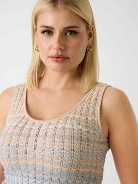TOP DE PUNTO ROSALYN TANK LIGHT BLUE AND BEIGE